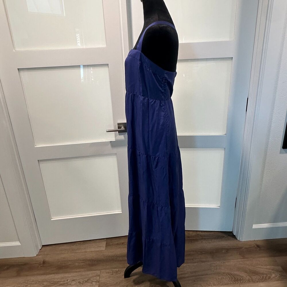 Eileen Fisher Blue Washed Silk Tiered Cross Back Sundress Maxi Dress Size XL - Picture 4 of 8